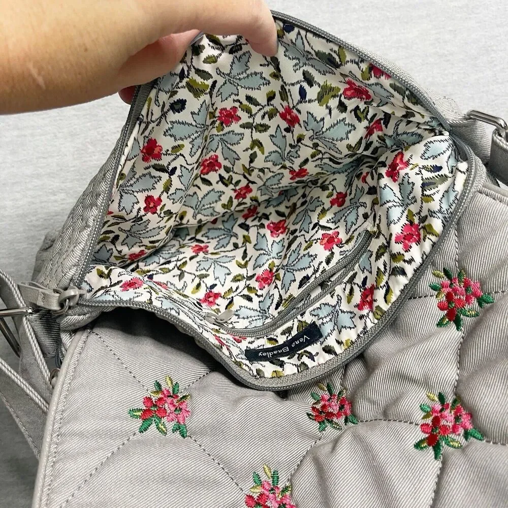 Vera Bradley Iconic‎ Turnabout Quilted Reversible Crossbody Bag Denim Gray Solid